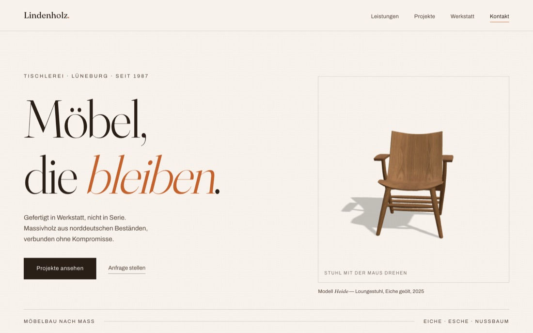 Template Tischlerei Lindenholz